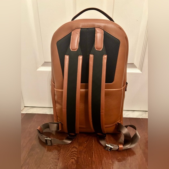 Cole Haan Triboro Leather Backpack in New British Tan - Picture 3 of 8